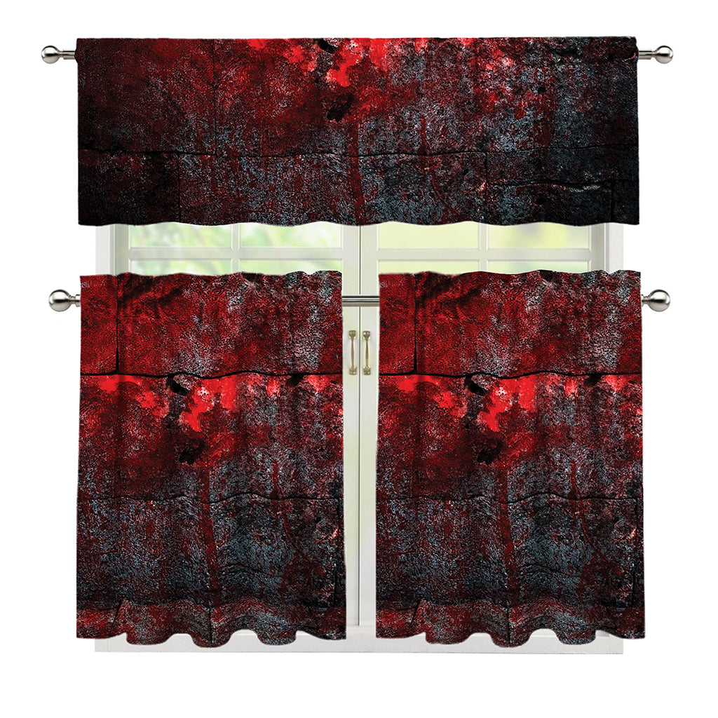 Bloody Room Print 3 Piece Kitchen Curtains