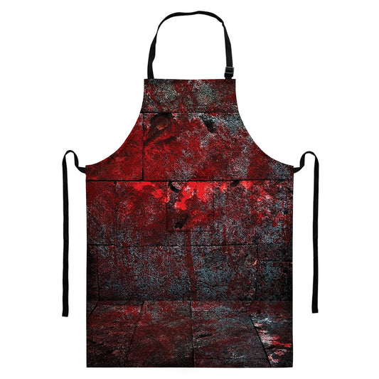 Bloody Room Print Bib Apron With Pocket