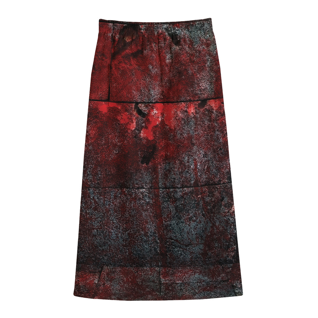 Bloody Room Print Cotton Front Slit Maxi Skirt