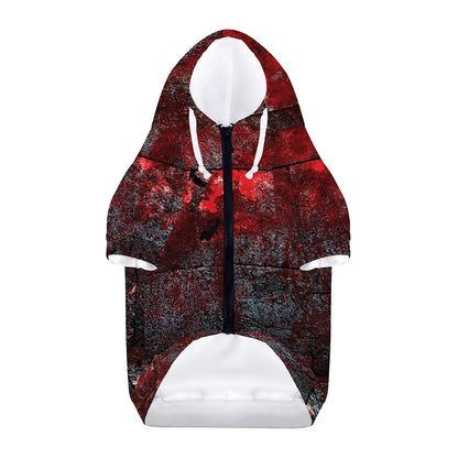 Bloody Room Print Dog Zip Up Hoodie