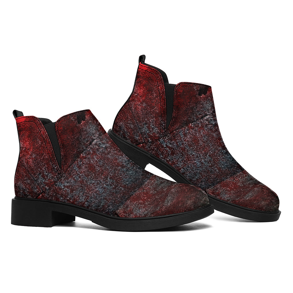 Bloody Room Print Flat Ankle Boots