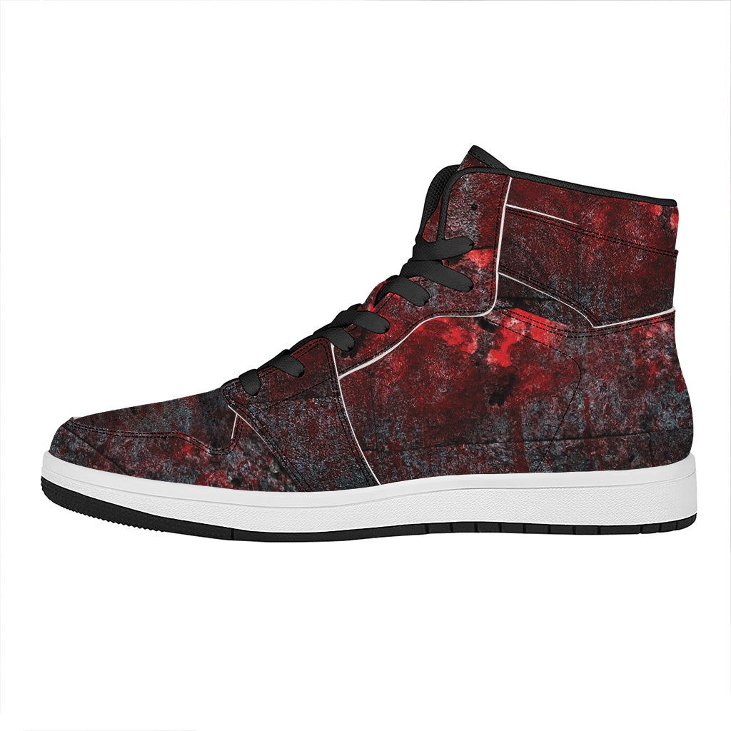 Bloody Room Print High Top Leather Sneakers