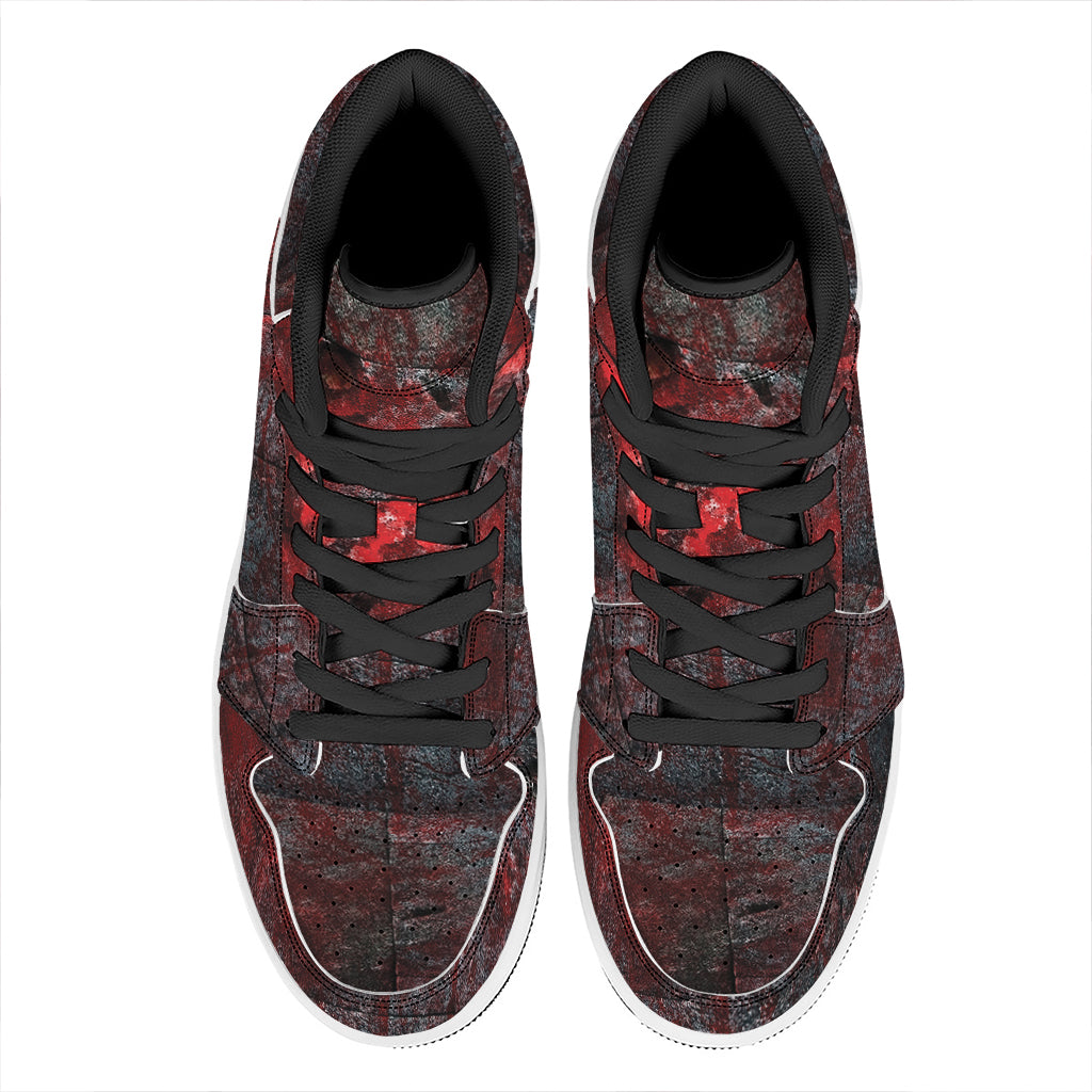 Bloody Room Print High Top Leather Sneakers