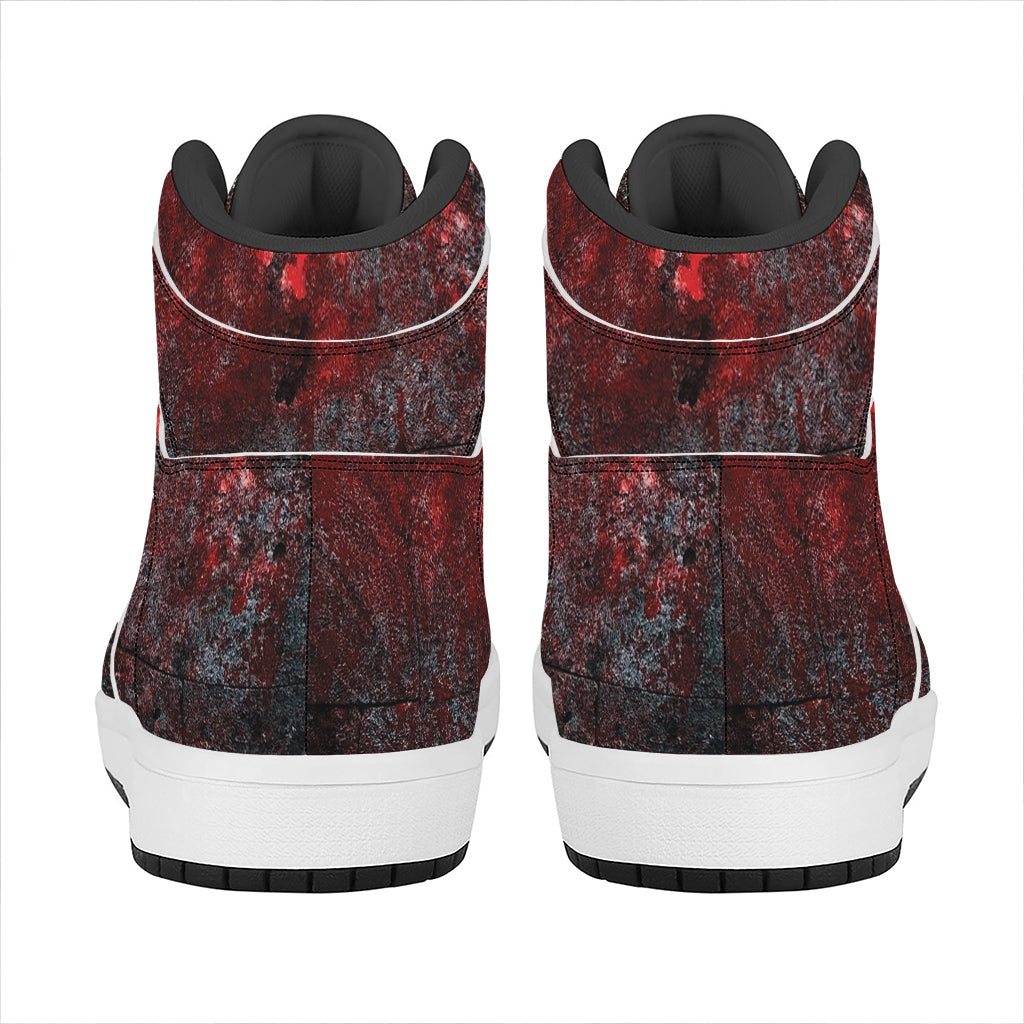 Bloody Room Print High Top Leather Sneakers