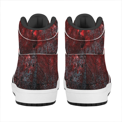 Bloody Room Print High Top Leather Sneakers