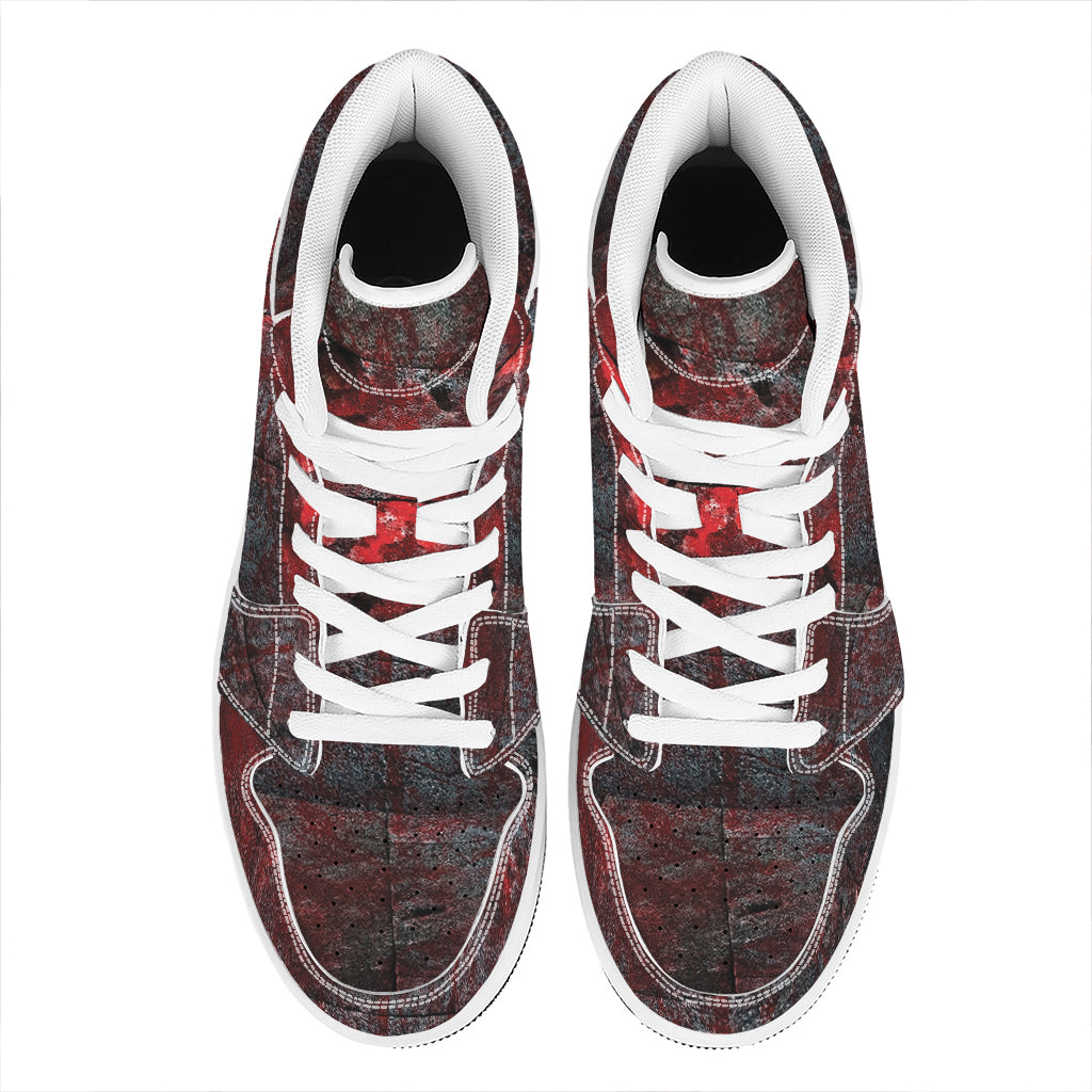 Bloody Room Print High Top Leather Sneakers