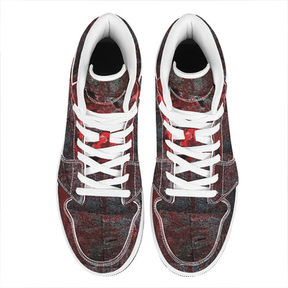Bloody Room Print High Top Leather Sneakers