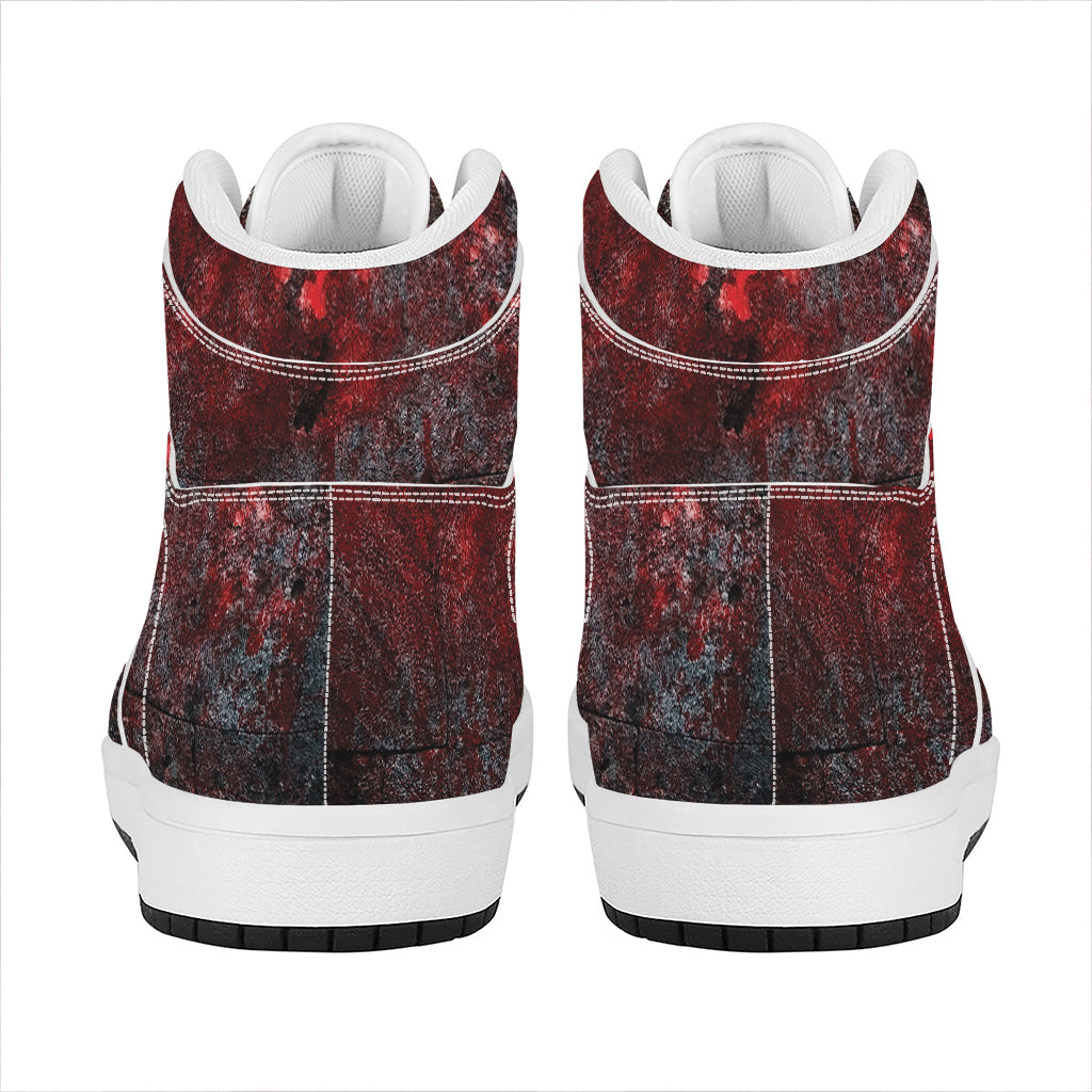 Bloody Room Print High Top Leather Sneakers