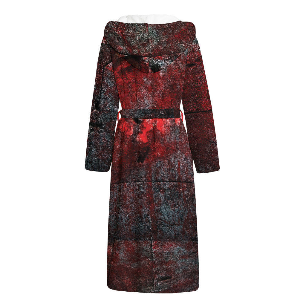 Bloody Room Print Hooded Bathrobe