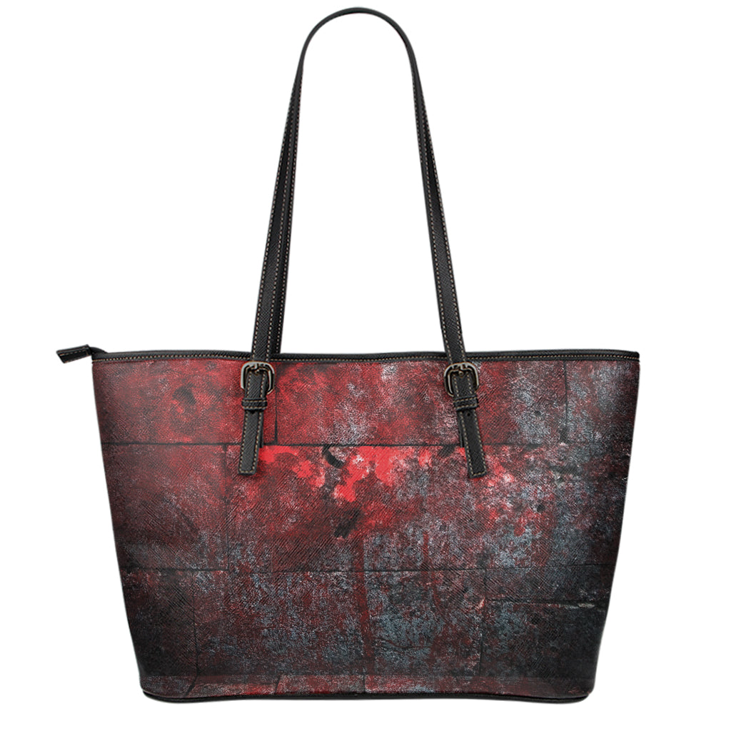 Bloody Room Print Leather Tote Bag