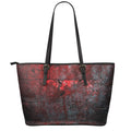 Bloody Room Print Leather Tote Bag With Zipper