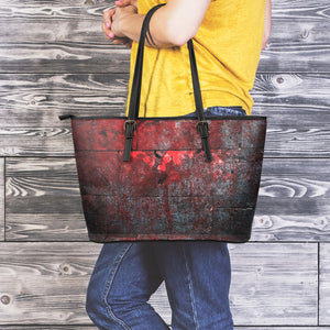 Bloody Room Print Leather Tote Bag