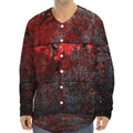 Bloody Room Print Long Sleeve Baseball Jersey