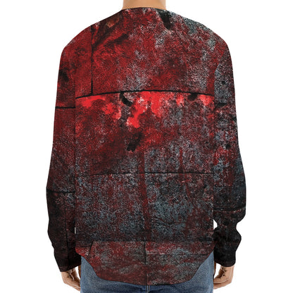 Bloody Room Print Long Sleeve Baseball Jersey