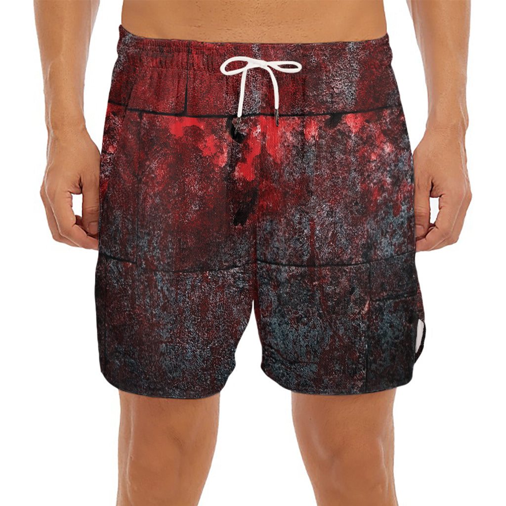 Bloody Room Print Men's Split Running Shorts