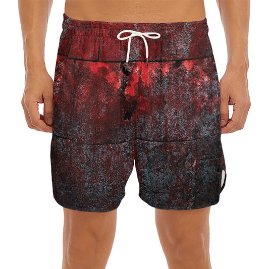 Bloody Room Print Men's Split Running Shorts