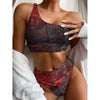 Bloody Room Print One Shoulder Bikini Top