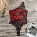 Bloody Room Print One Shoulder Bodysuit