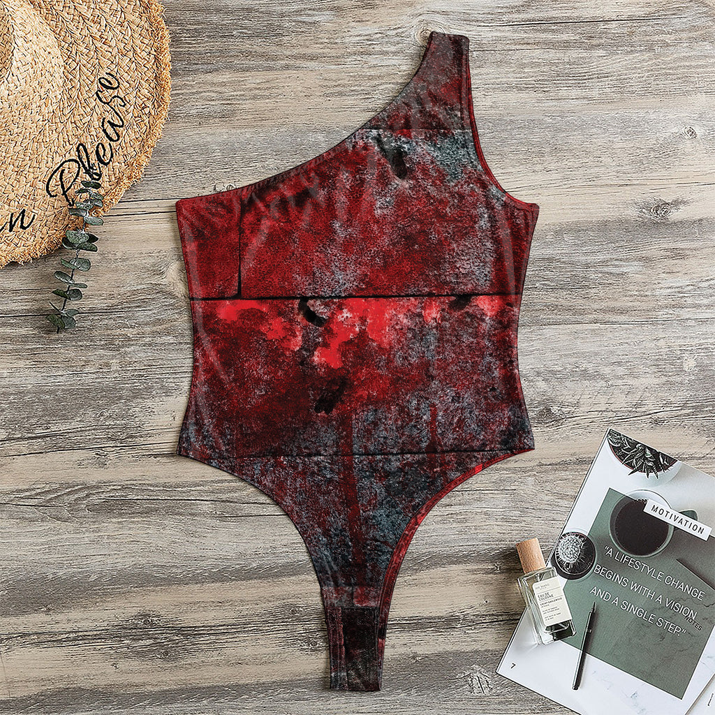 Bloody Room Print One Shoulder Bodysuit