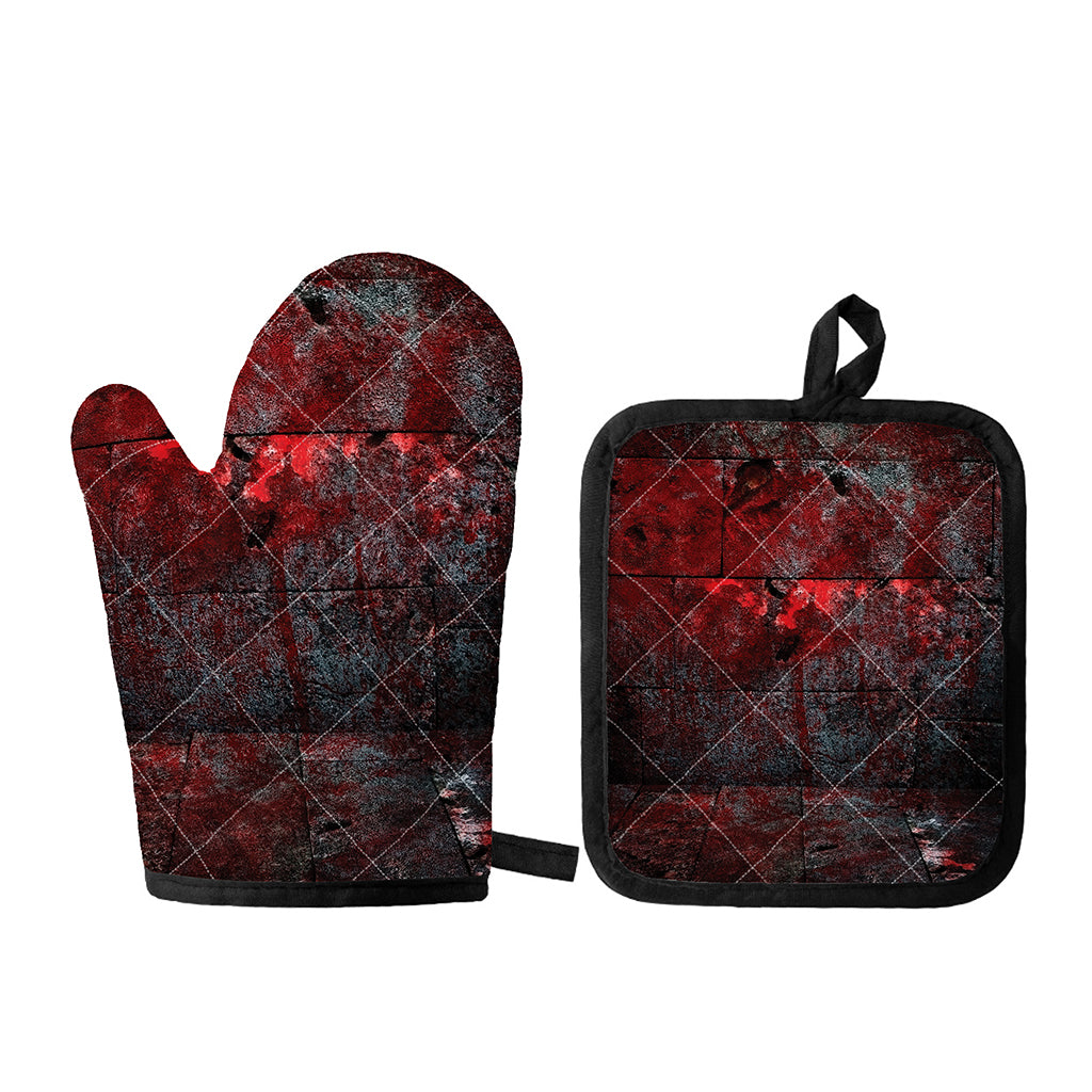 Bloody Room Print Oven Mitt And Pot Holder Set