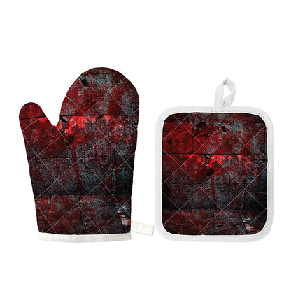 Bloody Room Print Oven Mitt And Pot Holder Set