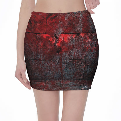 Bloody Room Print Pencil Mini Skirt