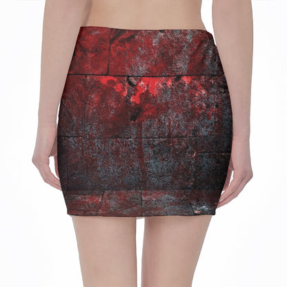 Bloody Room Print Pencil Mini Skirt