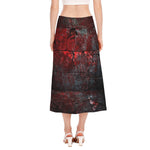 Bloody Room Print Side Slit Midi Skirt