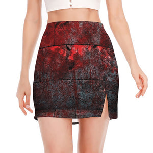 Bloody Room Print Side Slit Mini Skirt