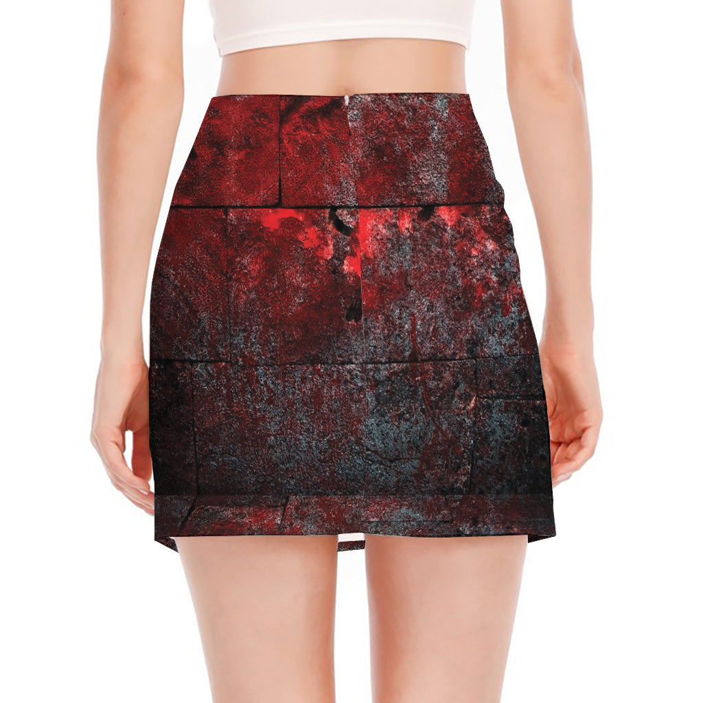 Bloody Room Print Side Slit Mini Skirt