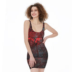 Bloody Room Print Sleeveless Bodycon Dress