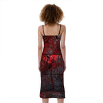 Bloody Room Print Slim Fit Midi Cami Dress