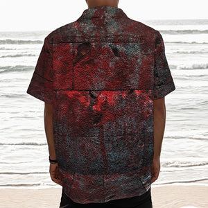 Bloody Room Print Textured Short Sleeve Shirt