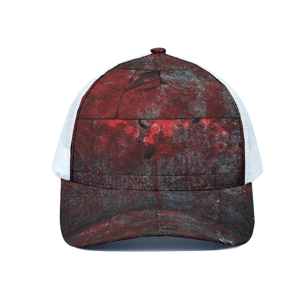 Bloody Room Print White Mesh Trucker Cap