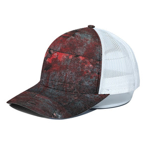 Bloody Room Print White Mesh Trucker Cap