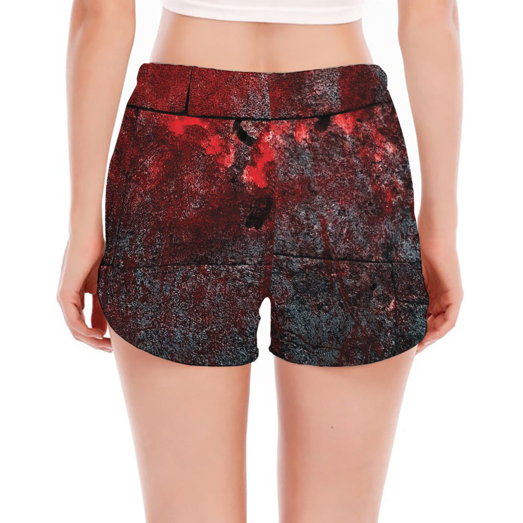 Bloody Room Print Women's Split Running Shorts