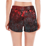 Bloody Room Print Women's Split Running Shorts