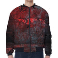 Bloody Room Print Zip Sleeve Bomber Jacket
