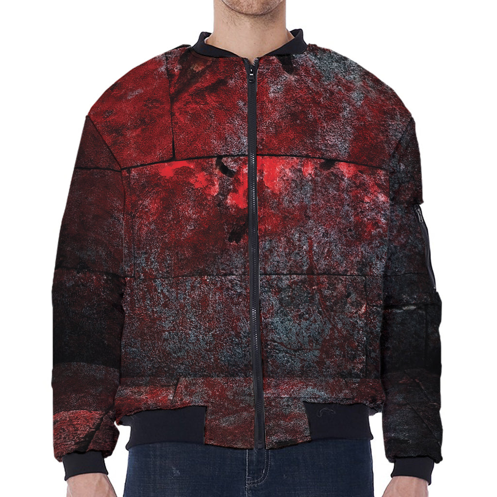 Bloody Room Print Zip Sleeve Bomber Jacket