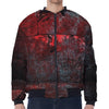 Bloody Room Print Zip Sleeve Bomber Jacket