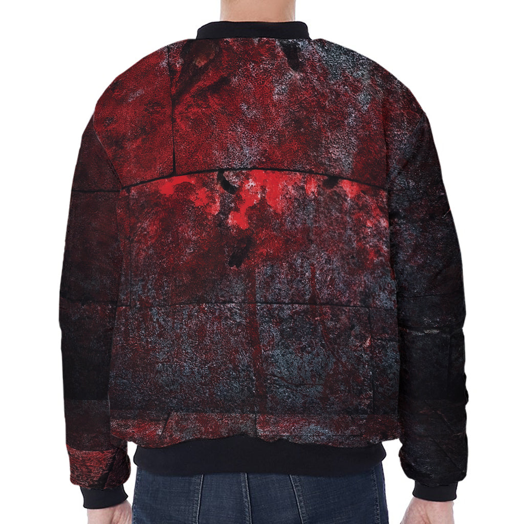 Bloody Room Print Zip Sleeve Bomber Jacket