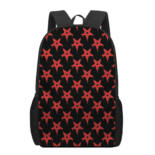 Bloody Satanic Pentagram Pattern Print 17 Inch Backpack