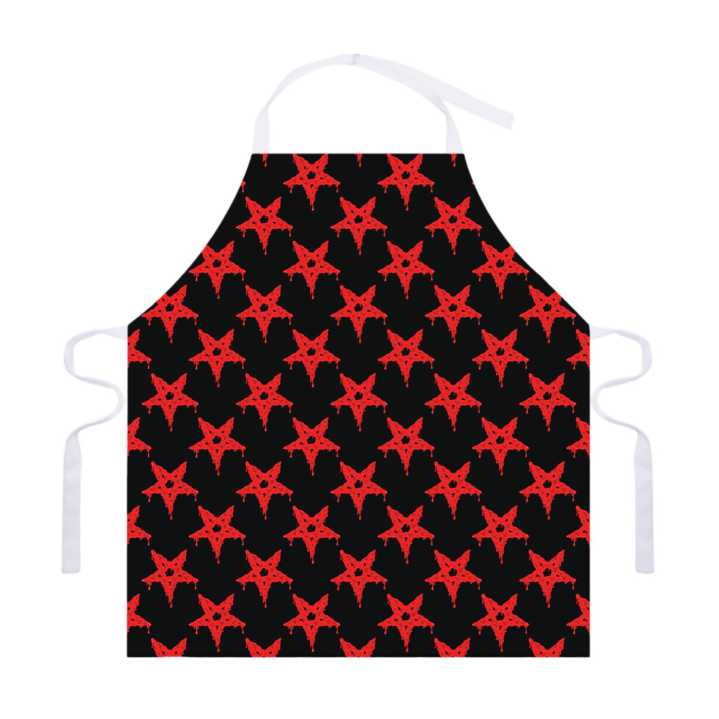 Bloody Satanic Pentagram Pattern Print Adjustable Apron