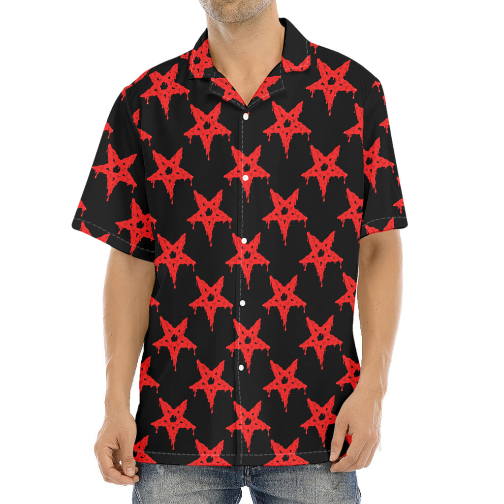 Bloody Satanic Pentagram Pattern Print Aloha Shirt