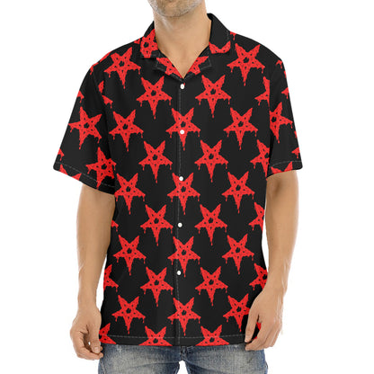Bloody Satanic Pentagram Pattern Print Aloha Shirt