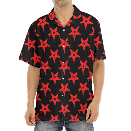 Bloody Satanic Pentagram Pattern Print Aloha Shirt