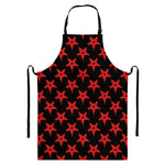 Bloody Satanic Pentagram Pattern Print Bib Apron With Pocket