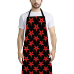 Bloody Satanic Pentagram Pattern Print Bib Apron With Pocket