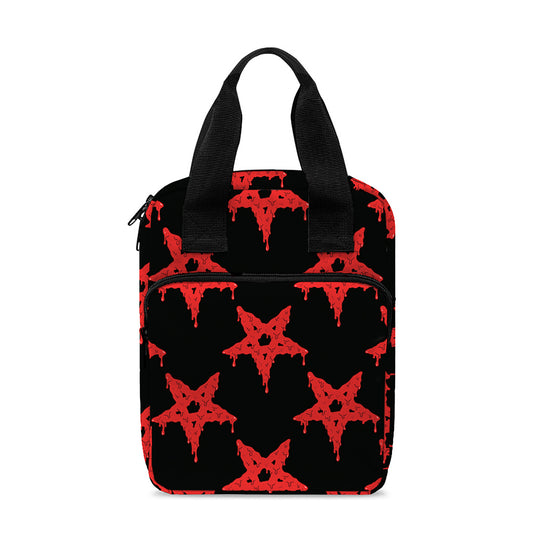 Bloody Satanic Pentagram Pattern Print Bible Tote Bag