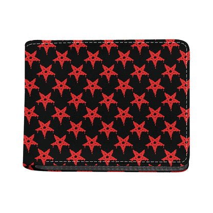 Bloody Satanic Pentagram Pattern Print Bifold Wallet